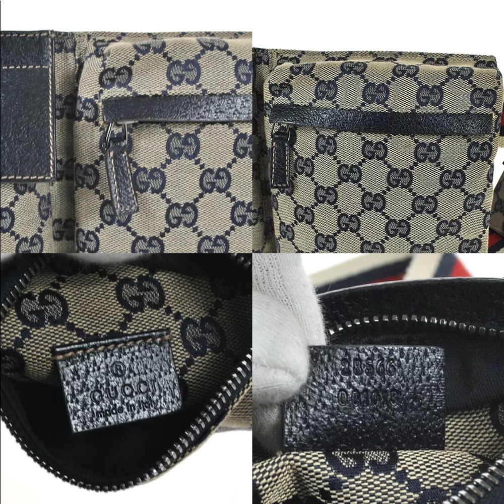 Authentic Gucci navy & grey monogram canvas waist bag fanny pack bum bag - Picture 9 of 14